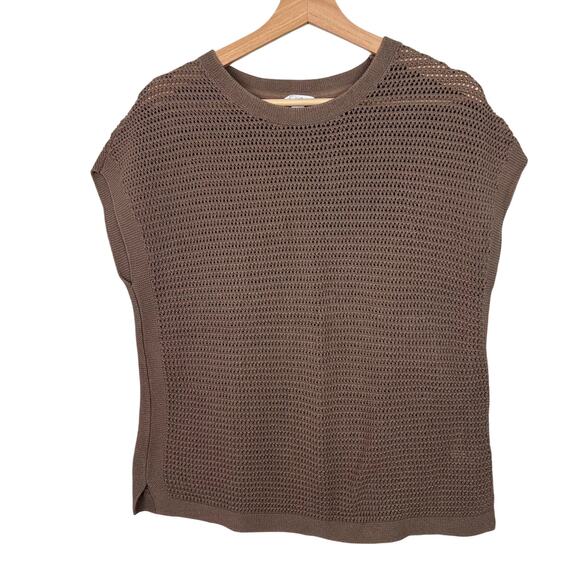 J. Jill Women's Size Small Brown Open Knit Sleeveless Sweater Top - Picture 1 of 7